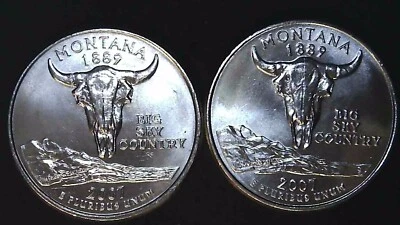 2007 P D 25C State Quarter Montana BU Clad (2 coins) 24hh1018-2 - Image 1 of 2