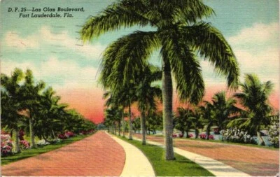 US POSTAL HISTORY POMPANO BEACH FLA 1949 #804 TO NEW HAMPSHIRE LINEN WAVY CANCEL - Image 1 of 2