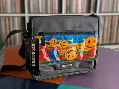 Bolso Bandolera Joe Boxer Y2K Negro 3d Lenticular Cara Sonriente Años 90 Años 2000 Y2k Foto 1 de 4