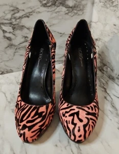 BCBG Generation Sz 7.5 B Hannah Pink/Brown Haircalf 4 Inch Heel Retro 80's 90's - Picture 1 of 9