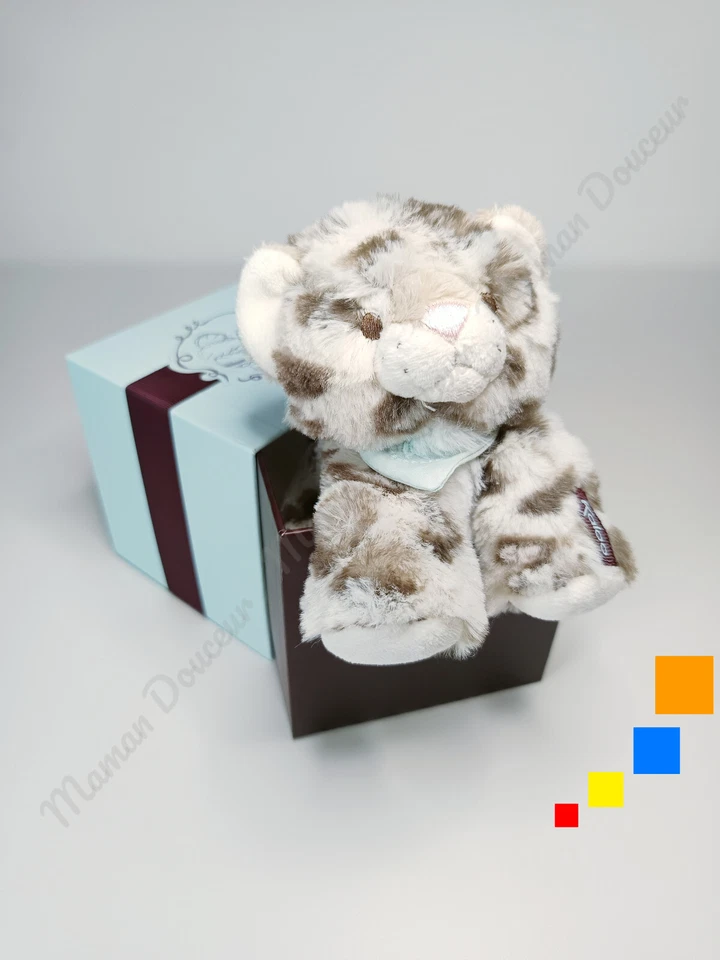 Peluche/Doudou Cookie Léopard Beige Bandana Bleu Les Amis 13cm & Boîte - Kaloo - Photo 1/4