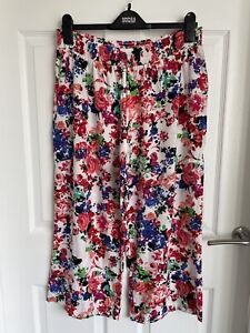 Ladies Multicoloured MARKS & SPENCER Elastic Waist Crop Wide Trousers Size XL