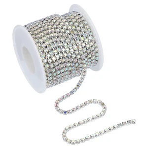 10 Yard Crystal Rhinestone Close Chain Trim Colorful (4mm) - Picture 1 of 7