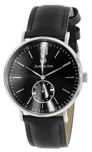 New JAMES & SON JAS10071-203 Men's Analog Watch With Black Leater Band - Picture 1 of 2