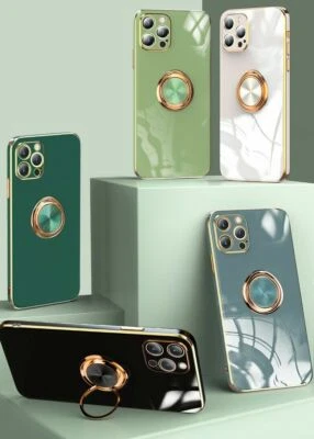 Funda blanda con soporte de anillo a prueba de golpes para iPhone 16 Pro Max 15 14 13 12 11 XR 7 Foto 1 de 4