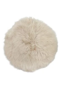 Sitzkissen Sitzauflage Sitzpad Fluffy rund leinen Echt-Lammfell Ø34cm/H5cm weich - Bild 1 von 1