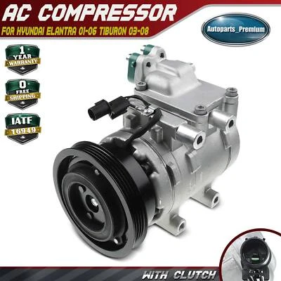 Compresor de aire acondicionado con 4 ranuras para Hyundai Elantra 2001-2006 Tiburon 2003-2008 2,0 L Foto 1 de 4