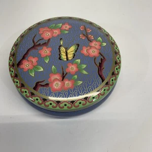 Vintage Daher Decorated Ware Tin Made in England Cherry Blossom & Butterfly - Picture 1 of 5