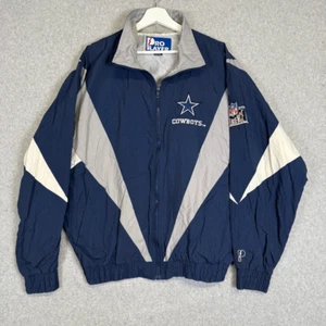VTG 90s Pro Player Dallas Cowboys NFL Nylon Windbreaker Varsity Jacket Coat L - Picture 1 of 9