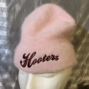 HOOTERS Vintage rosa Angora & Wolle Beanie Mütze weich flauschig & warm bestickt - Bild 1 von 12