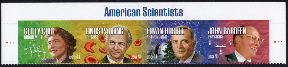 Scott #4227a (4224-27) American Scientists Title Plate Block of 4 Stamps - MNH - Image 1 of 1