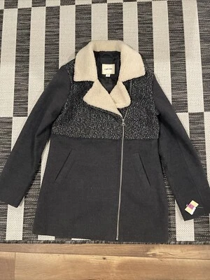 Girls Cherokee Coat Fur Collared Gray Tweed Jacket LARGE L 10/12 Crewcuts Zara - Image 1 of 4