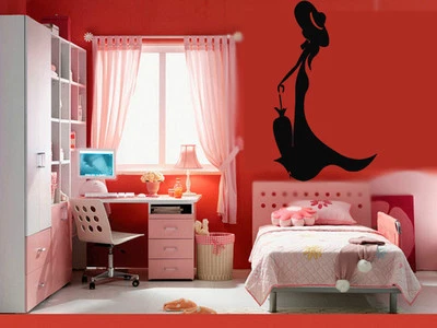 Pegatinas de vinilo de pared sexy chica mujer belleza paraguas sombrero mural (ig088) Foto 1 de 3