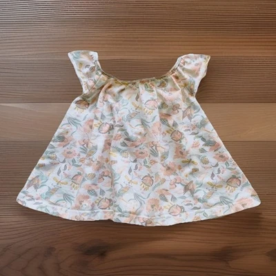 Savannah Baby Girls Floral Top White Pink Green Flutter Sleeve Size 12M - Image 1 of 4