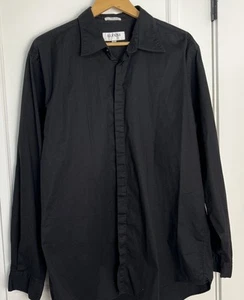 Camicia elegante uomo Alfani nera con bottoni nera bianca XL bottoni nascosti! Formale - Foto 1 di 5
