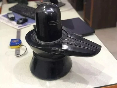 6" Mármol Negro Shivling, Piedra Negra Shiva Lingam Dios Ídolo Templo Decoración Foto 1 de 4