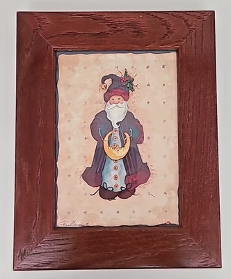 Victorian Santa Crescent Moon Print in Wooden Frame by Peggy Abrams - Image 1 of 4