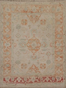Oushak Oriental Wool Rug 3x4 Vegetable Dye Hand-knotted Beige Turkish Carpet - Picture 1 of 17