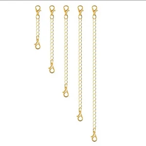 5 x Double Clasp Gold Coloured Necklace Bracelet Jewellery Extender Chain UK - Picture 1 of 2
