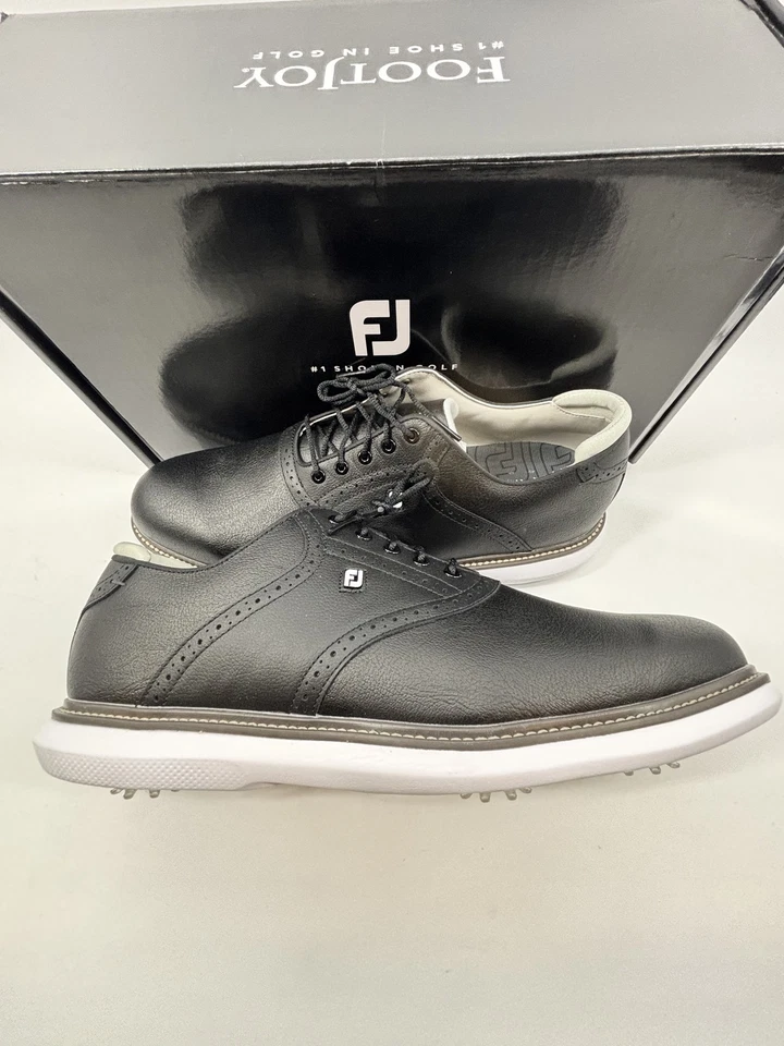Footjoy Myjoys Traditions Series Golf Shoes Solid Black 14 W 14 M - Image 1 of 1