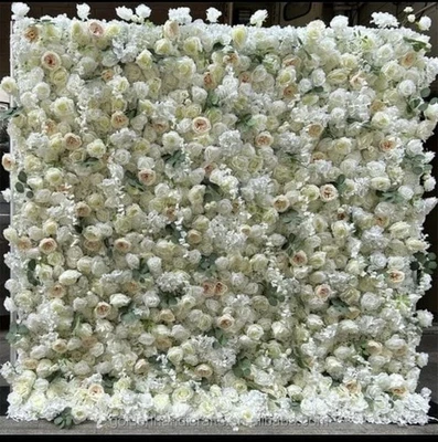White Flower Wall Backdrop Hire – 3m x 3m Event / Wedding Photo Booth Panel - Image 1 of 2