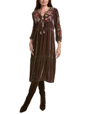 Johnny Was Taline Velvet Silk-Blend Boho Midi Dress Women's - Image 1 of 2