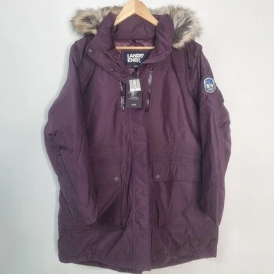 NWT New! Lands' End Expedition Down Winter Parka Hood Mulberry Fur Hood 1X 16 18 - Image 1 of 4