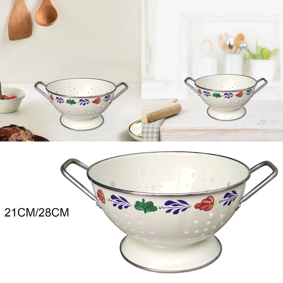 Scolapasta in Metallo con Doppi Manici, Liscio con Fori di Drenaggio, Cestello - Immagine 1 di 1