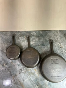 10 1/2” 8” 6 1/2” Wagner’s 1891 Original Gusseisen Pfanne Pan Made in USA - Bild 1 von 8