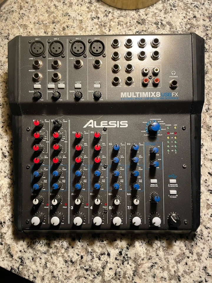 Alesis MultiMix 8 USB FX – 8 Channel Compact Mixer -NO POWER CABLE - Image 1 of 4