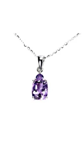 925 Sterling Silber Halskette Amethyst 9x7mm Natur Edelstein Schmuck - Bild 1 von 4