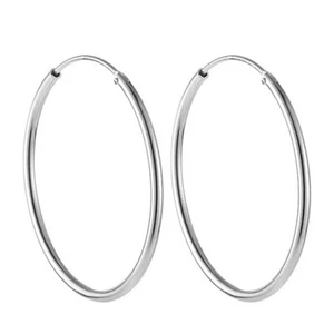 3/4/5/6cm Hoop Earrings Authentic 18K White Gold 100% Fine Jewelry for Women - Picture 1 of 6