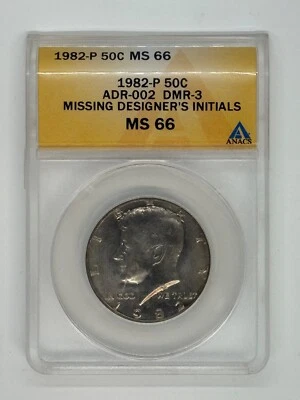 1982 P Kennedy Half Dollar - Missing Designer's Initials - ANACS MS 66 - Image 1 of 3