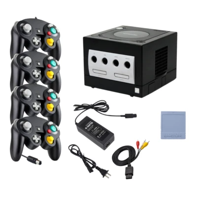 Nintendo Jet Black Gamecube Console Bundle System You Choose! 1-4 Controllers - Image 1 of 4