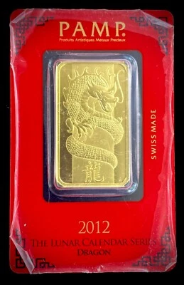 PAMP Suisse Lunar Series 2012 Year Of The Dragon 1 oz Gold Bar - Image 1 of 2