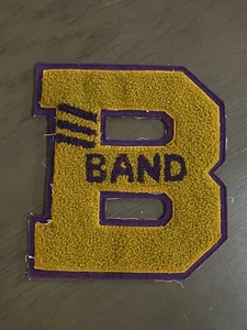 Vintage 1950’s 60s “B” Band Wool Letterman Patch Gold & Purple Sew-On Music Arts - Picture 1 of 5