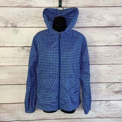 Chaqueta para mujer Hannah Brand L azul estampado de diamantes cremallera completa bolsillos chaqueta de lluvia Foto 1 de 4