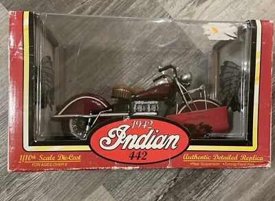 1942 Indian 442 Diecast Motorcycle 1:10 Burgundy BIKE - Tootsietoy - RARE - New. - Image 1 of 4
