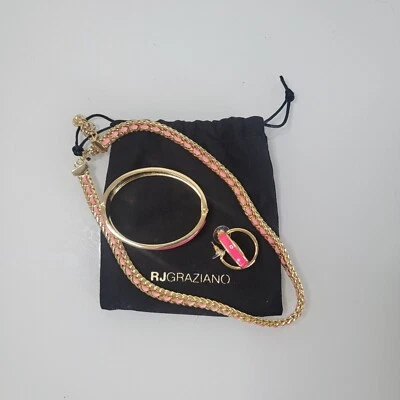 "Brazalete brazalete con bisagras tono rosa y oro R J Graziano 7"" pendientes y collar" Foto 1 de 3