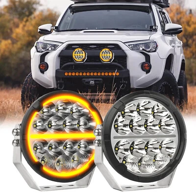 6.5" inch Round LED Driving Lights White Amber DRL Spot Flood Combo Beam Offroad - Image 1 of 4