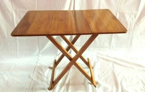 Elegant Luxury Folding Wooden Hand Polished Unique Design Stump Stool Side Table - Image 1 of 4