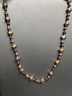 Freshwater Peacock Pearls & Sterling Silver Beads Sterling Clasp 18” Fuchsia