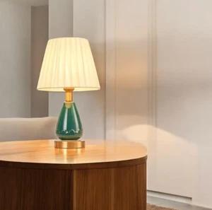 Handmade Table Lamp Desk, Bedroom Desk, Fabric Shade - Picture 1 of 7