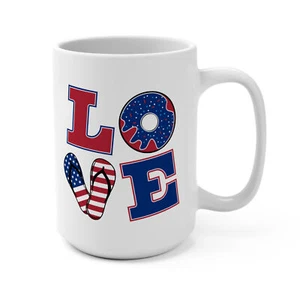 Large Mug 15oz, Love America, Ceramic Coffee Cup, Love USA Mug, Fun Gift Mug - Picture 1 of 5