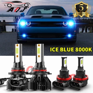 For Dodge Challenger 2015-2020 Combo Front blue LED Headlights+Fog Lights Bulbs - Picture 1 of 19