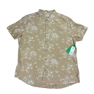Guess Mens Sienna Floral Slim Fit Short Sleeve Button Down Shirt Light Brown 2XL - Picture 1 of 4