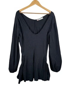 Free People beach Bayside Mini dress boho black lagen look 90s sz S - Picture 1 of 9