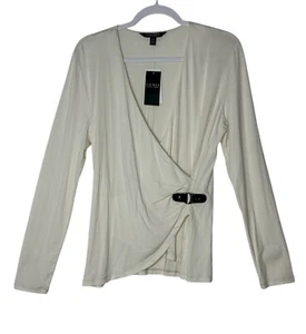 Lauren Ralph Lauren Blouse Womens Large Beige Long Sleeve V Neck Top Office New - Picture 1 of 10