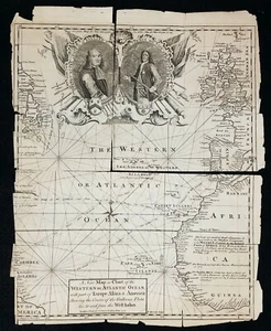 Antique Original 1740 Map Atlantic Slave Trade with West Indies EMANUEL BOWEN - Picture 1 of 8