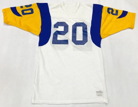 Vintage Sand Knit NFL Los Angeles Rams #20 Football Jersey L White USA Screened Cover